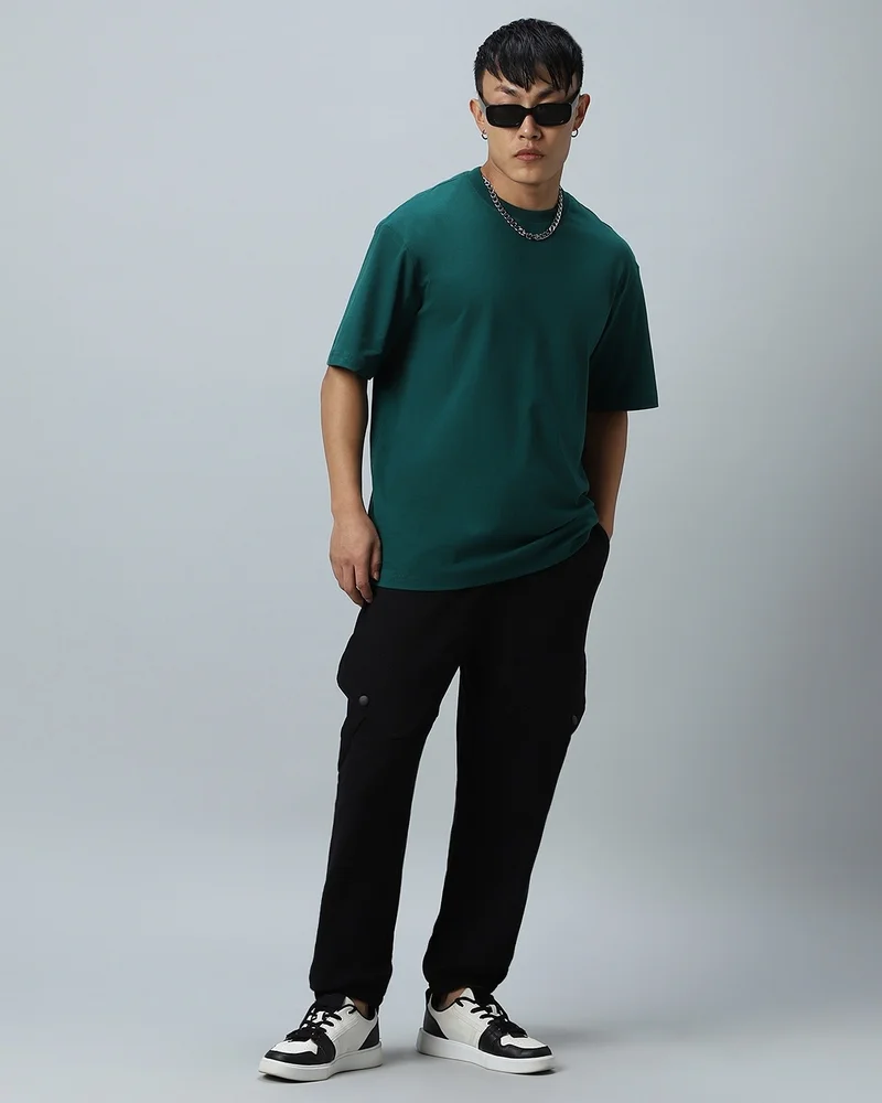 Bewakoof  Men's Black Super Loose Fit Cargo Warm Joggers for Men | Best Price UAE